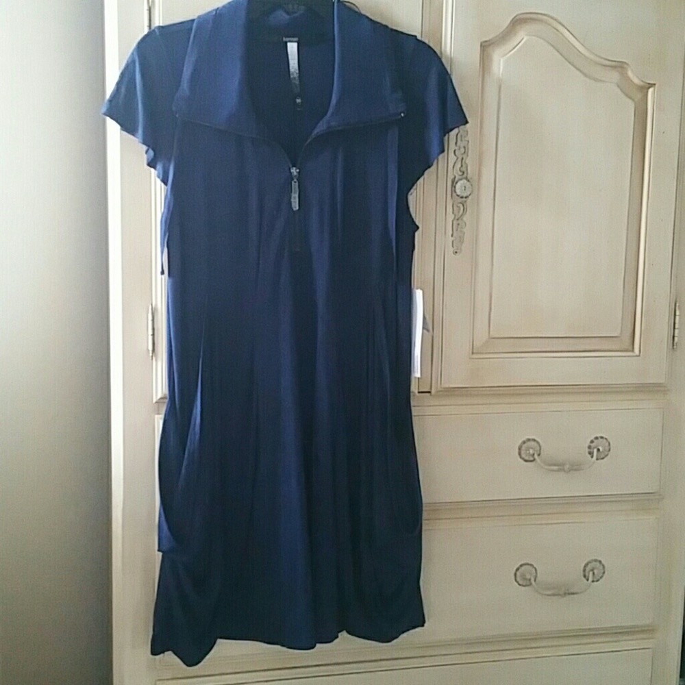Kensie zip denim blue long shirt or short dress